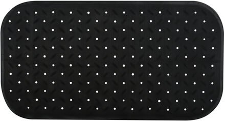 MSV Douche/bad anti-slip mat badkamer - rubber - zwart - 36 x 65 cm