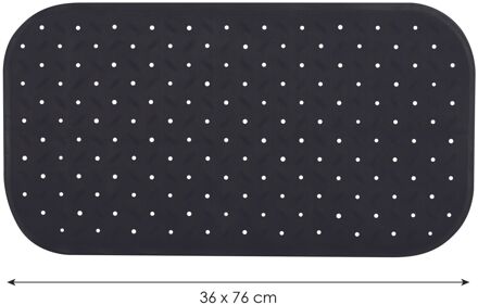 MSV Douche/bad anti-slip mat badkamer - rubber - zwart - 36 x 76 cm - Badmatjes