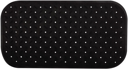 MSV Douche/bad anti-slip mat badkamer - rubber - zwart - 36 x 76 cm - rechthoek