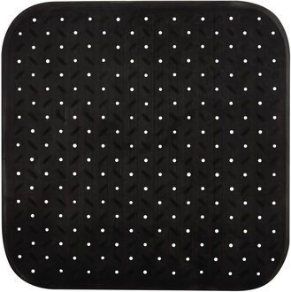 MSV Douche/bad anti-slip mat badkamer - rubber - zwart - 54 x 54 cm - vierkant