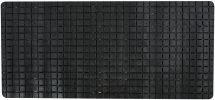 MSV Douche/bad anti-slip mat badkamer - rubber - zwart - 76 x 36 cm - rechthoek