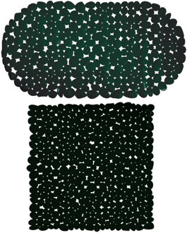 MSV Douche/bad anti-slip matten set badkamer - pvc - 2x stuks - donkergroen - 2 formaten