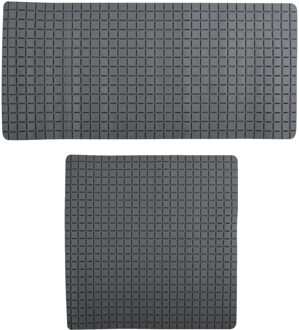 MSV Douche/bad anti-slip matten set badkamer - rubber - 2x stuks - donkergrijs - 2 formaten