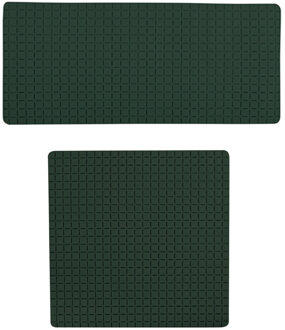 MSV Douche/bad anti-slip matten set badkamer - rubber - 2x stuks - donkergroen - 2 formaten - Badmatjes