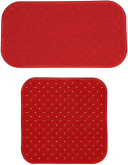 MSV Douche/bad anti-slip matten set badkamer - rubber - 2x stuks - terracotta - 2 formaten