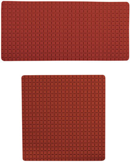 MSV Douche/bad anti-slip matten set badkamer - rubber - 2x stuks - terracotta - 2 formaten