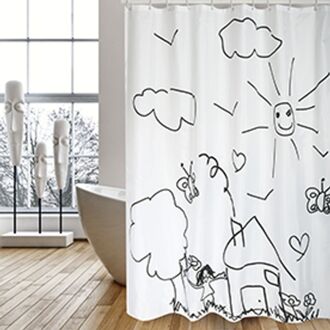 MSV Douchegordijn Kids Garden Zwart 180cm