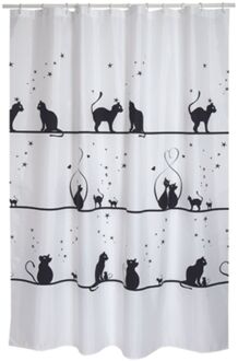 MSV Douchegordijn Kittens Zwart 180cm