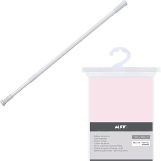 MSV Douchegordijn - lichtroze - 180 x 200 cm - ophangstang uitschuifbaar 70-120 cm