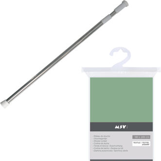 MSV Douchegordijn met ophangstang - uitschuifbaar 75-125 cm - groen - 180 x 200 cm - polyester