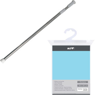 MSV Douchegordijn met ophangstang - uitschuifbaar 75-125 cm - lichtblauw - 180 x 180 cm - peva kunst