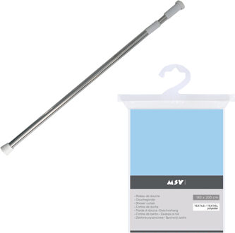 MSV Douchegordijn met ophangstang - uitschuifbaar 75-125 cm - lichtblauw - 180 x 200 cm - polyester
