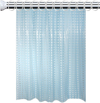 MSV Douchegordijn met ophangstang - uitschuifbaar 75-125 cm - lichtblauw - L180 x H200 cm - pvc