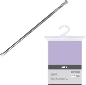 MSV Douchegordijn met ophangstang - uitschuifbaar 75-125 cm - lila paars - 180 x 200 cm - polyeste