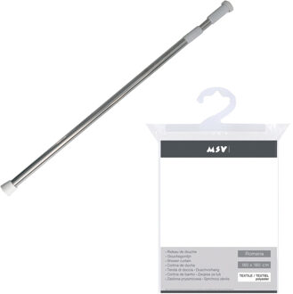 MSV Douchegordijn met ophangstang - uitschuifbaar 75-125 cm - wit - 180 x 180 cm - peva kunststof