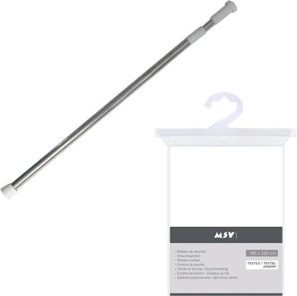 MSV Douchegordijn met ophangstang - uitschuifbaar 75-125 cm - wit - 180 x 200 cm - polyester