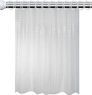 MSV Douchegordijn met ophangstang - uitschuifbaar 75-125 cm - wit - L180 x H200 cm - pvc