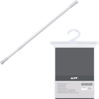 MSV Douchegordijn met ringen - donkergrijs - 180 x 200 cm - ophangstang uitschuifbaar 70-120 cm