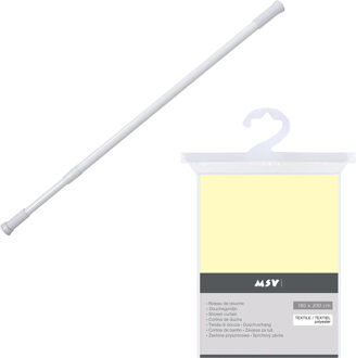 MSV Douchegordijn met ringen - lichtgeel - 180 x 200 cm - ophangstang uitschuifbaar 70-120 cm