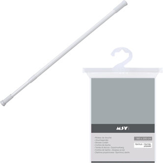 MSV Douchegordijn met ringen - lichtgrijs - 180 x 200 cm - ophangstang uitschuifbaar 70-120 cm