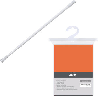 MSV Douchegordijn met ringen - oranje - 180 x 200 cm - ophangstang uitschuifbaar 70-120 cm