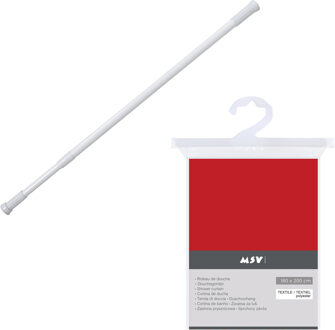 MSV Douchegordijn met ringen - rood - 180 x 200 cm - ophangstang uitschuifbaar 70-120 cm