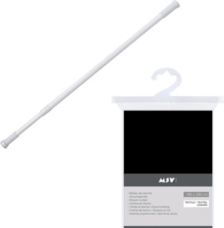 MSV Douchegordijn met ringen - zwart - 180 x 200 cm - ophangstang uitschuifbaar 70-120 cm