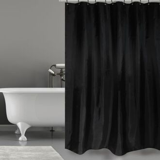 MSV Douchegordijn met ringen - zwart - gerecycled polyester - 180 x 200 cm - wasbaar  