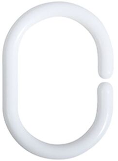 MSV Douchegordijn ophang ringen - kunststof - wit - 12x stuks - 4 x 6 cm