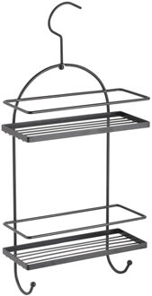 MSV Doucherek hangend - 2-laags - zwart - metaal - H50 cm - ophanghaak