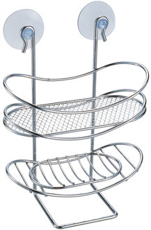 MSV Doucherekje/badkamerrekje - 2-laags - zilver - H22 cm - metaal