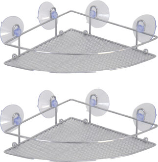 MSV Doucherekje/badkamerrekje - 2x - hoek-model - zilver - 27 x 17 cm - metaal