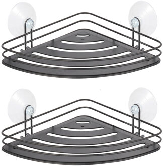 MSV Doucherekje/badkamerrekje - 2x - hoek-model - zwart - 20 x 20 cm - metaal