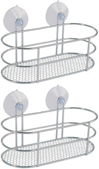 MSV Doucherekje/badkamerrekje - 2x - zilver - 20 x 10 cm - metaal