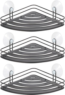 MSV Doucherekje/badkamerrekje - 3x - hoek-model - zwart - 20 x 20 cm - metaal