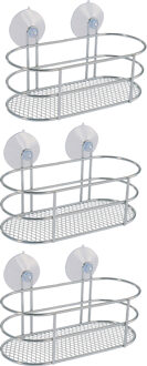 MSV Doucherekje/badkamerrekje - 3x - zilver - 20 x 10 cm - metaal