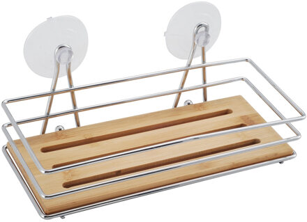 MSV Doucherekje/badkamerrekje - bamboe hout - metaal - 27 x 12 x 10 cm