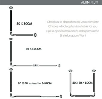 MSV Douchestang 80x80x80cm Wit