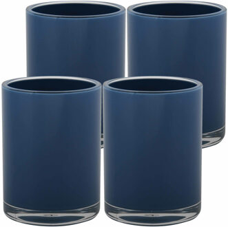 MSV Drinkbeker/limonadebeker - 4x - kunststof - donkerblauw - 440 ml - luxe design