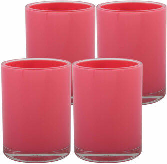 MSV Drinkbeker/limonadebeker - 4x - kunststof - fuchsiaroze - 440 ml - luxe design