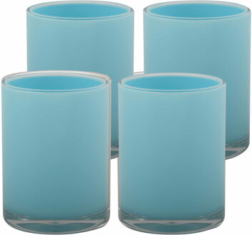 MSV Drinkbeker/limonadebeker - 4x - kunststof - lichtblauw - 440 ml - luxe design