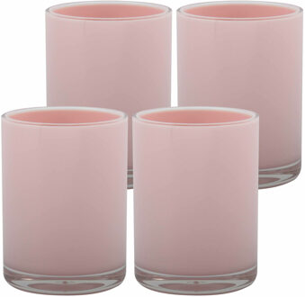 MSV Drinkbeker/limonadebeker - 4x - kunststof - lichtroze - 440 ml - luxe design