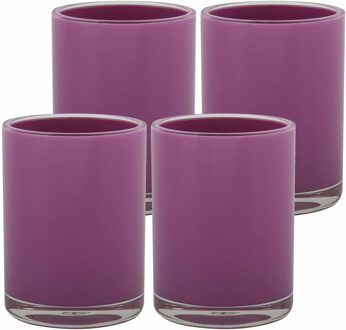 MSV Drinkbeker/limonadebeker - 4x - kunststof - paars - 440 ml - luxe design