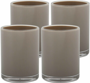 MSV Drinkbeker/limonadebeker - 4x - kunststof - taupe - 440 ml - luxe design