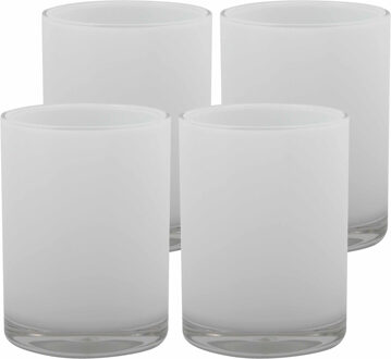 MSV Drinkbeker/limonadebeker - 4x - kunststof - wit - 440 ml - luxe design
