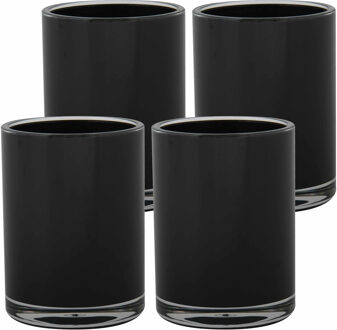 MSV Drinkbeker/limonadebeker - 4x - kunststof - zwart - 440 ml - luxe design