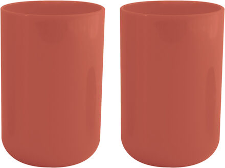 MSV Drinkbeker/limonadebeker - 4x - PS kunststof - terracotta - 490 ml