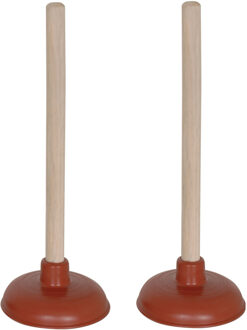 MSV Gootsteen ontstopper - 2x - plopper - hout/rubber - 11 x 30 cm