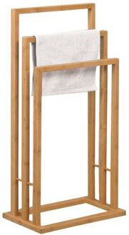 MSV Handdoeken ophangrek badkamer - bamboe hout - 42 x 24 x 82 cm Bruin