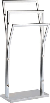 MSV Handdoeken ophangrek badkamer - zilver chroom metaal - 41 x 18 x 87 cm
